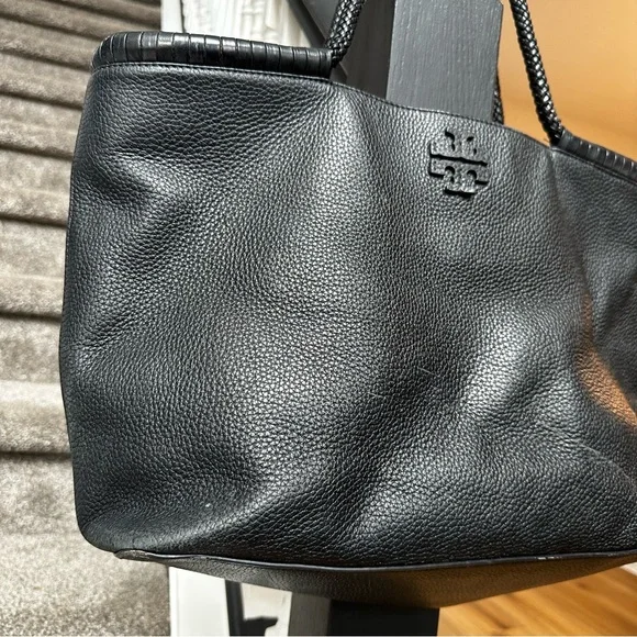 Tory Burch Large Taylor Black Pebbled Leather Tote Shoulder Bag - Picture 2 of 16